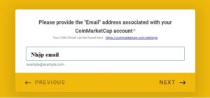 Điền email đã đăng ký CoinMarketCap